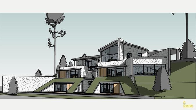 Slope house - Revit 3D model 7