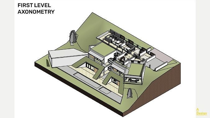 Slope house - Revit 3D model 3