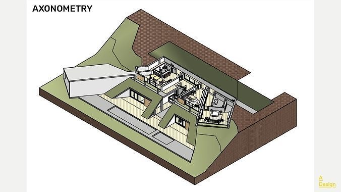 Slope house - Revit 3D model 4