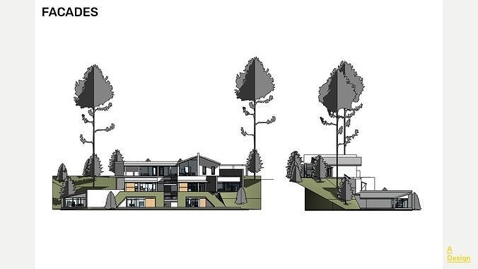 Slope house - Revit 3D model 6