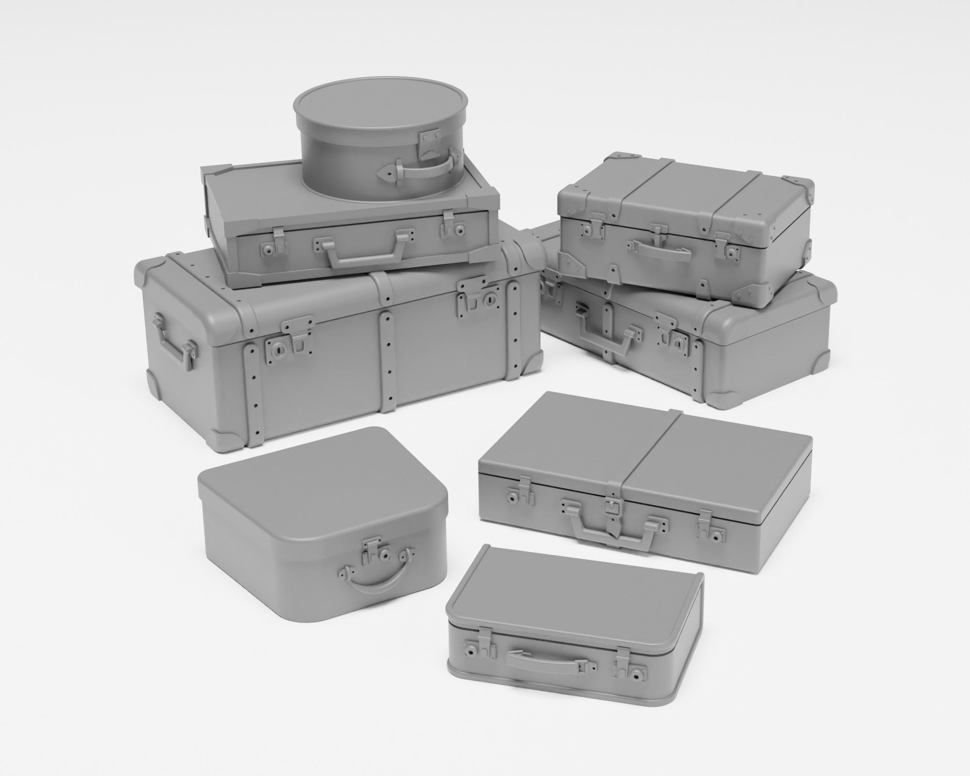 Luggage Pack - Set of 8 suitcases in 1-35 3D print model_0
