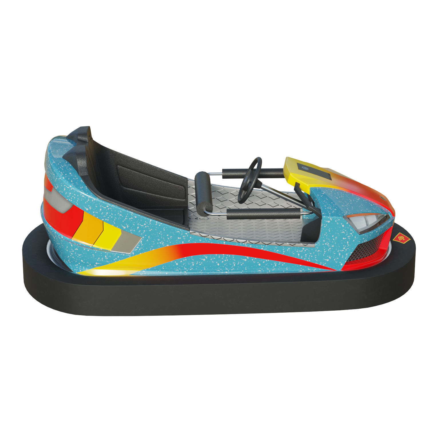 Bumper Car Blue Low-poly 3D model_6