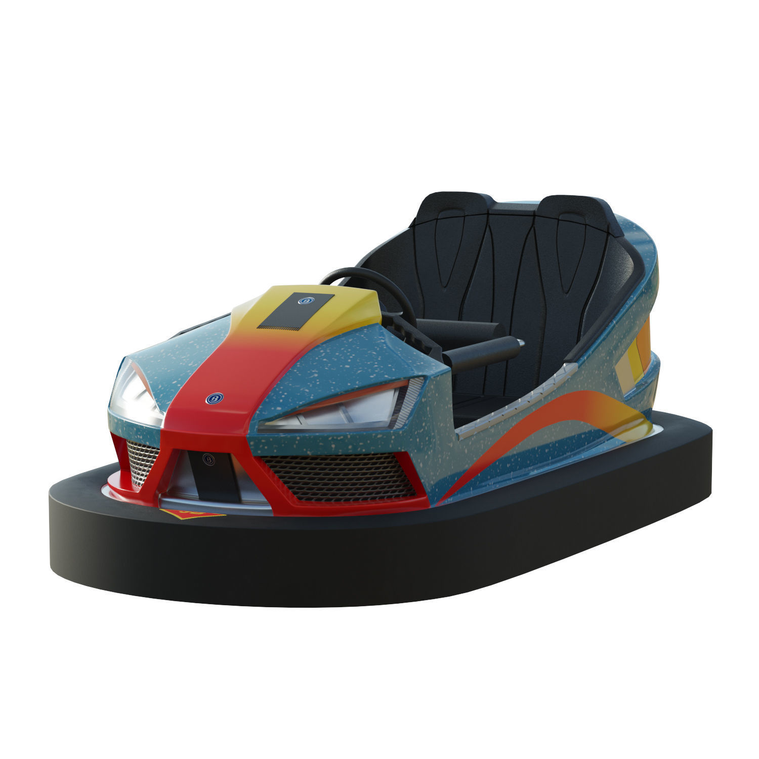 Bumper Car Blue Low-poly 3D model_3