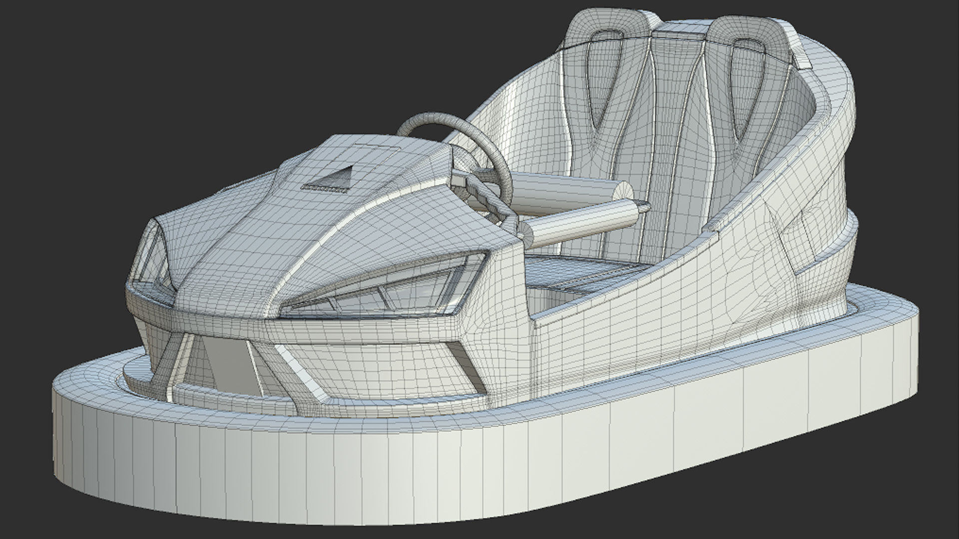 Bumper Car Blue Low-poly 3D model_16