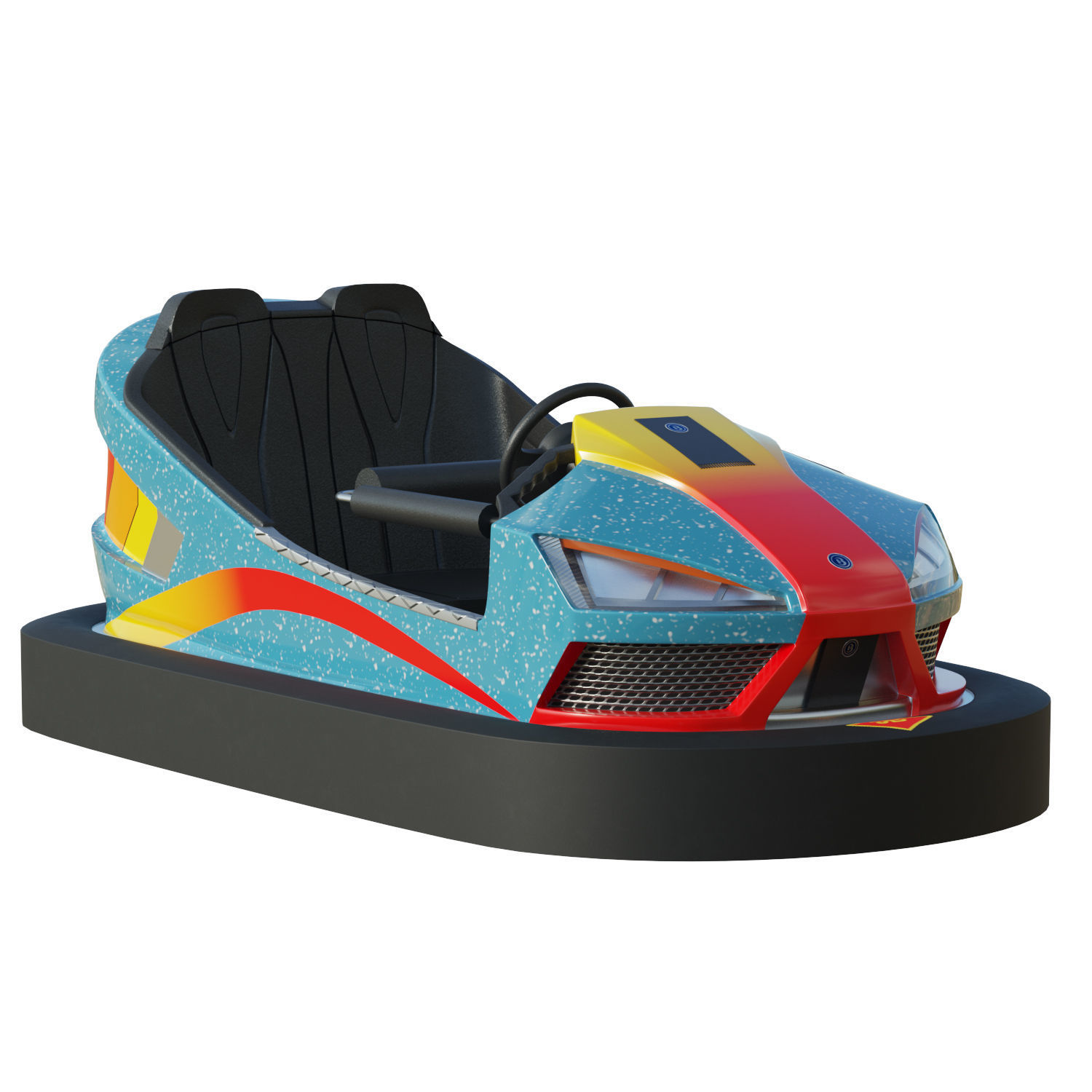 Bumper Car Blue Low-poly 3D model_1