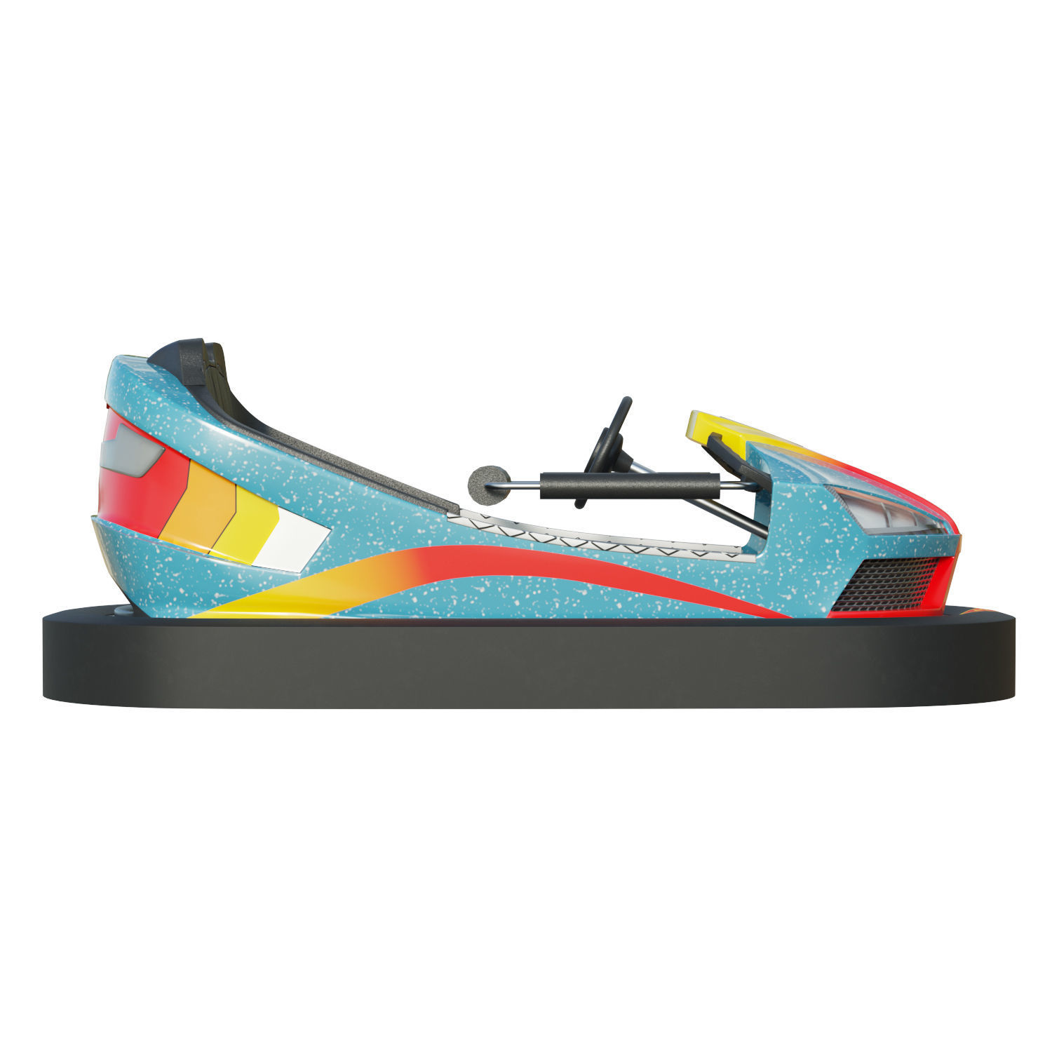 Bumper Car Blue Low-poly 3D model_11