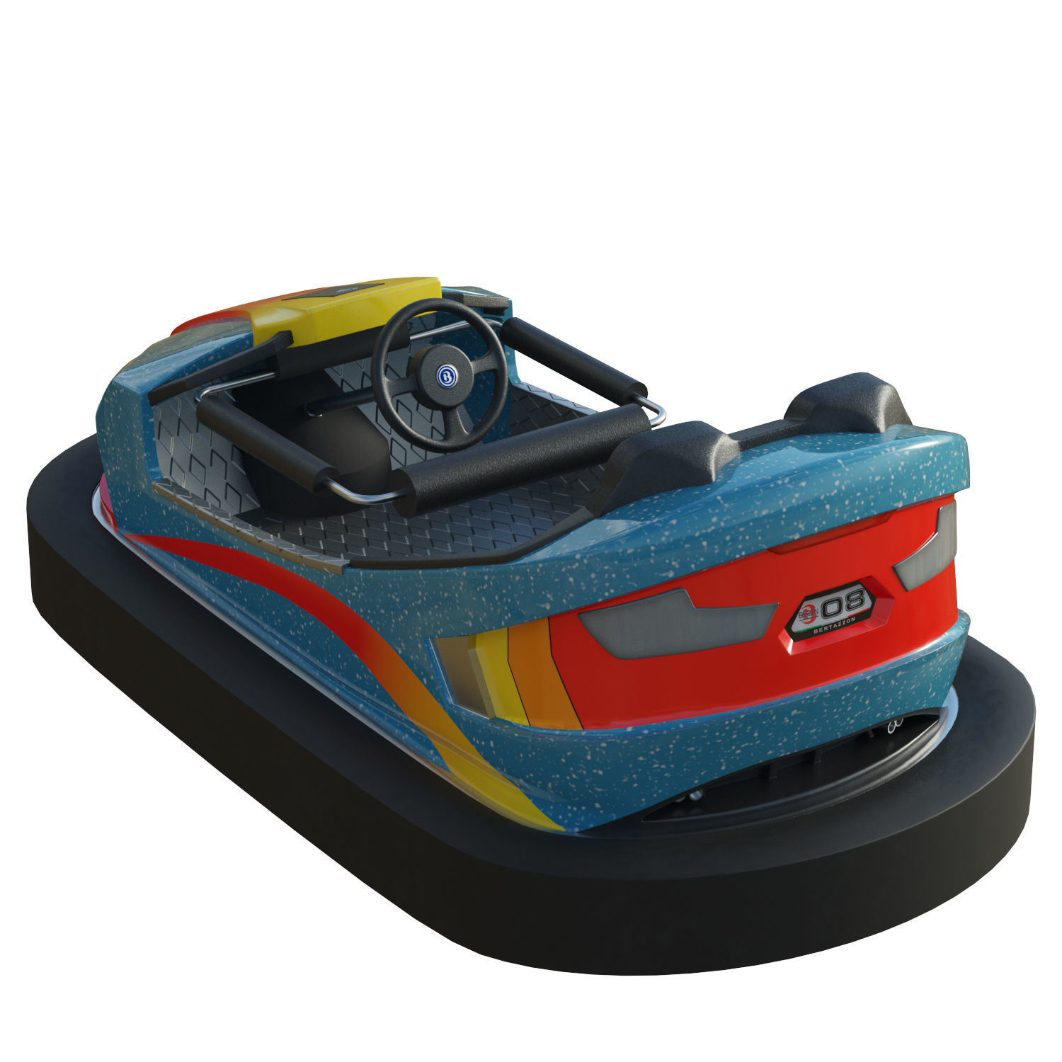 Bumper Car Blue Low-poly 3D model_4