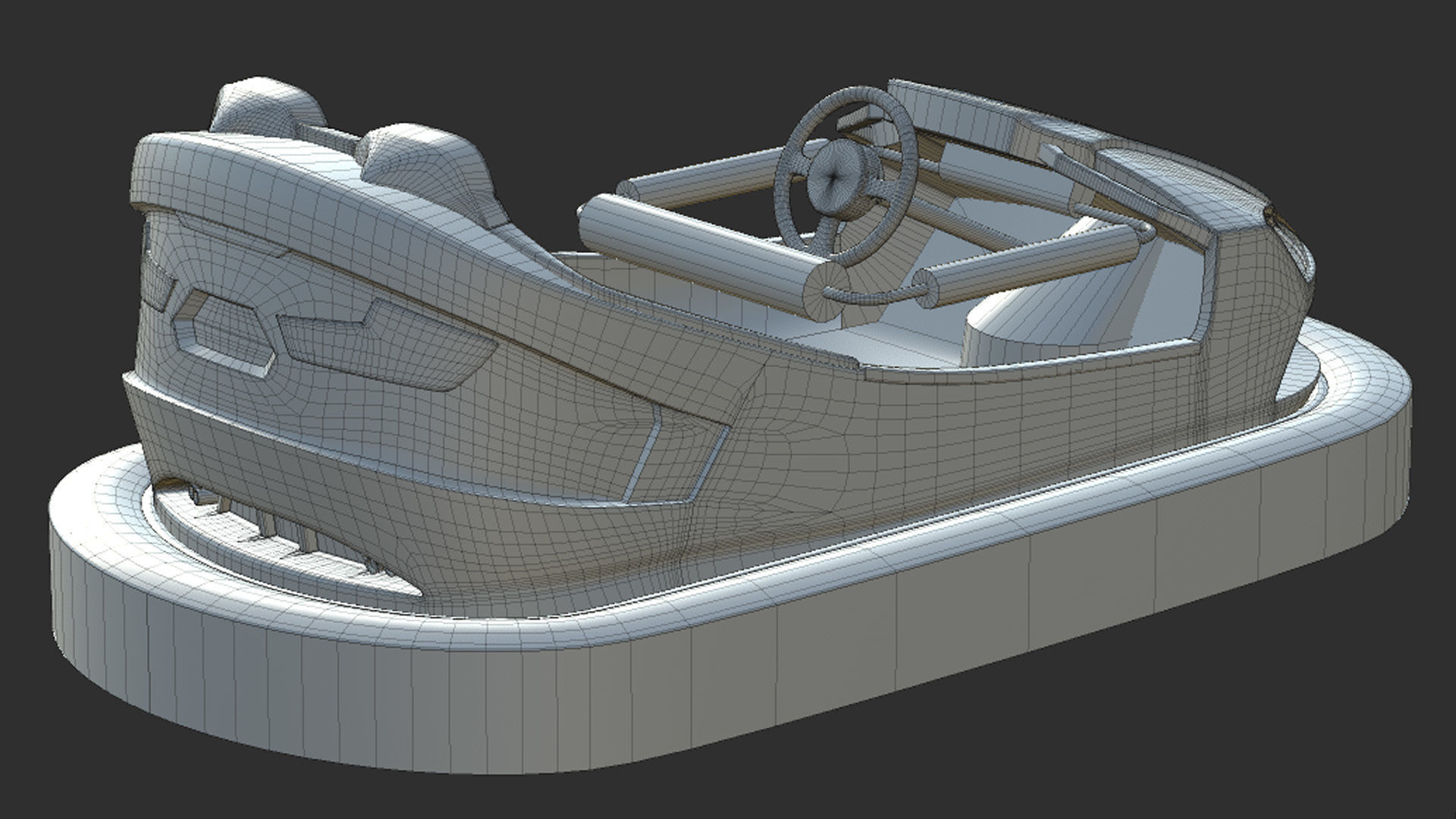 Bumper Car Blue Low-poly 3D model_17