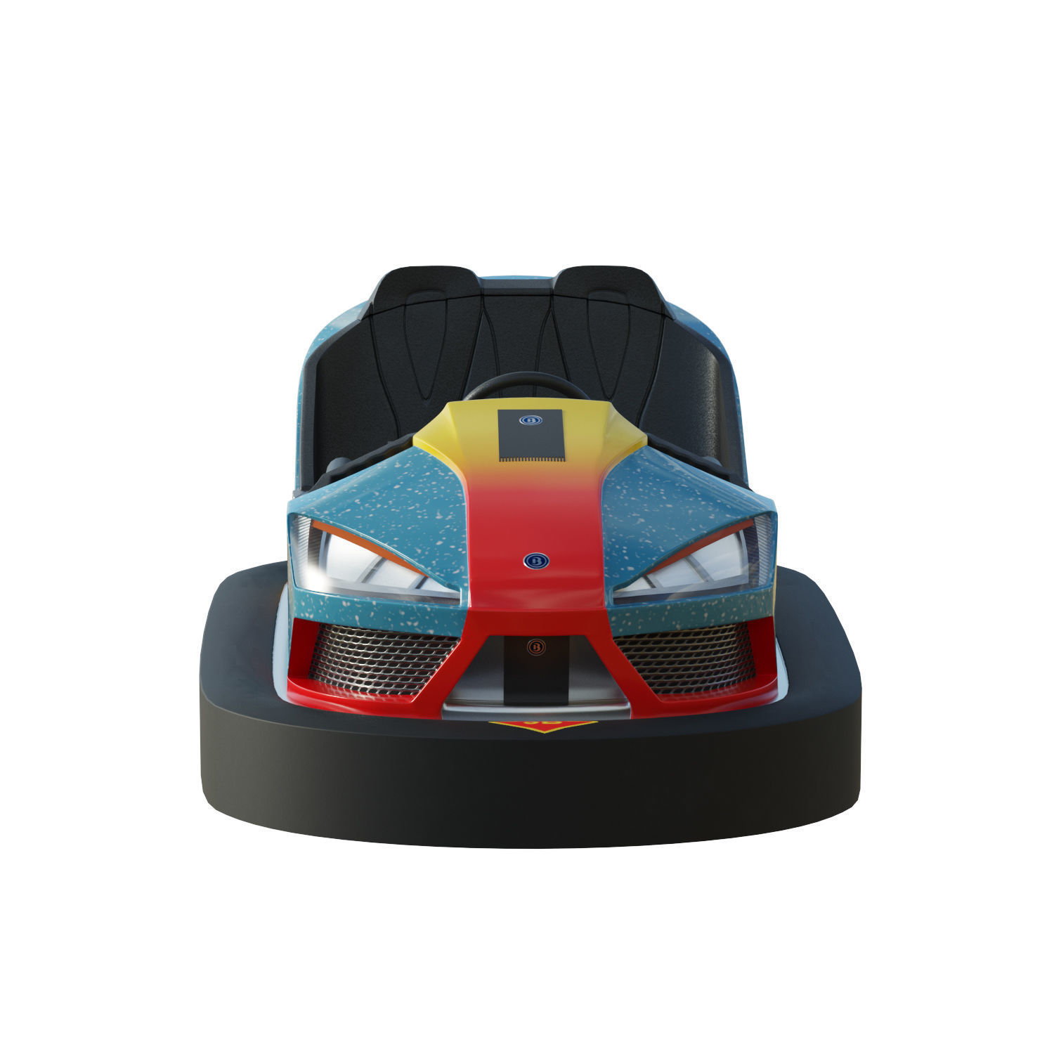 Bumper Car Blue Low-poly 3D model_2