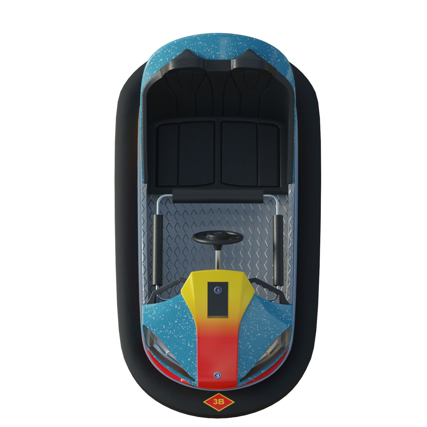 Bumper Car Blue Low-poly 3D model_10
