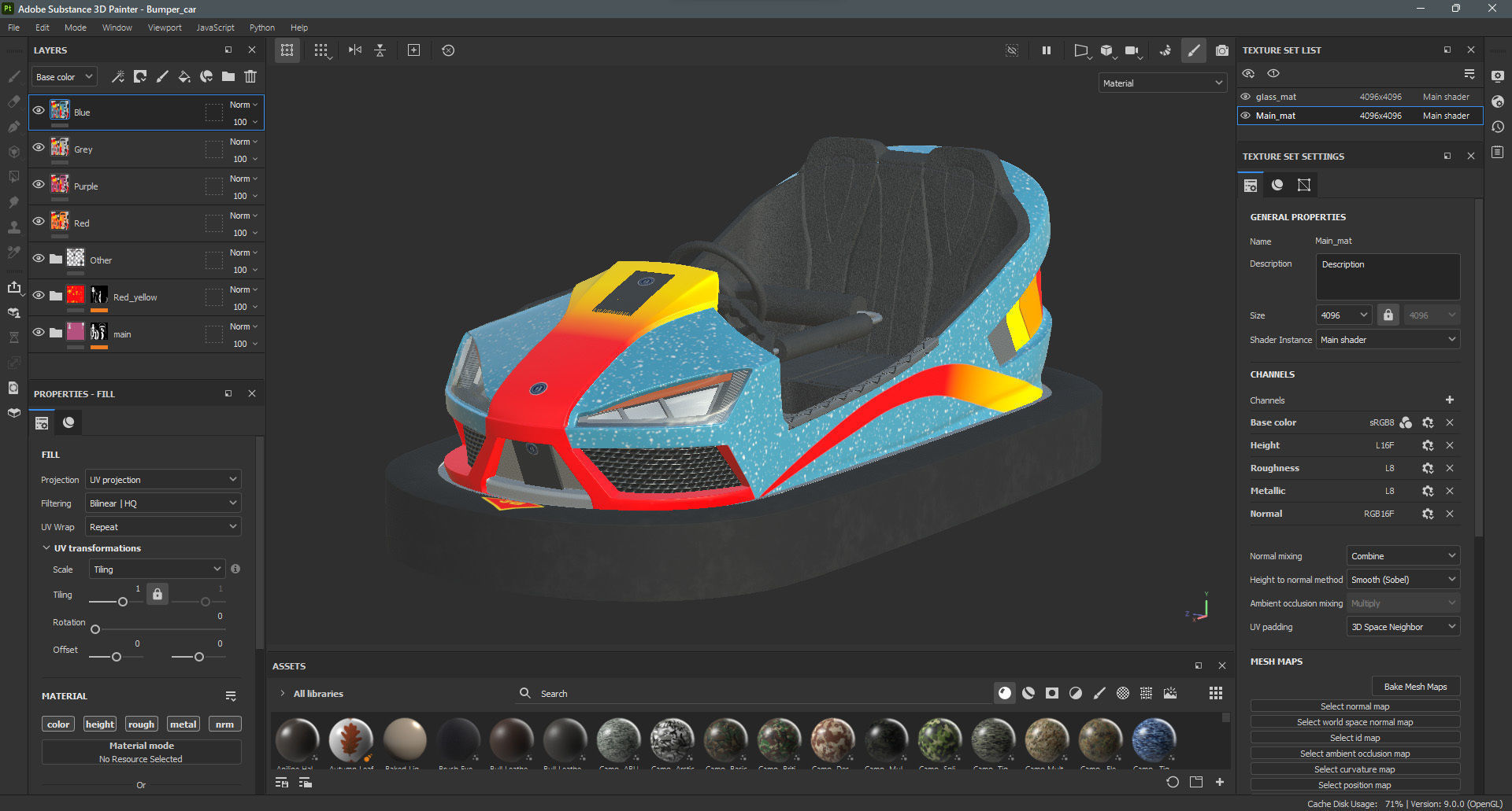 Bumper Car Blue Low-poly 3D model_15