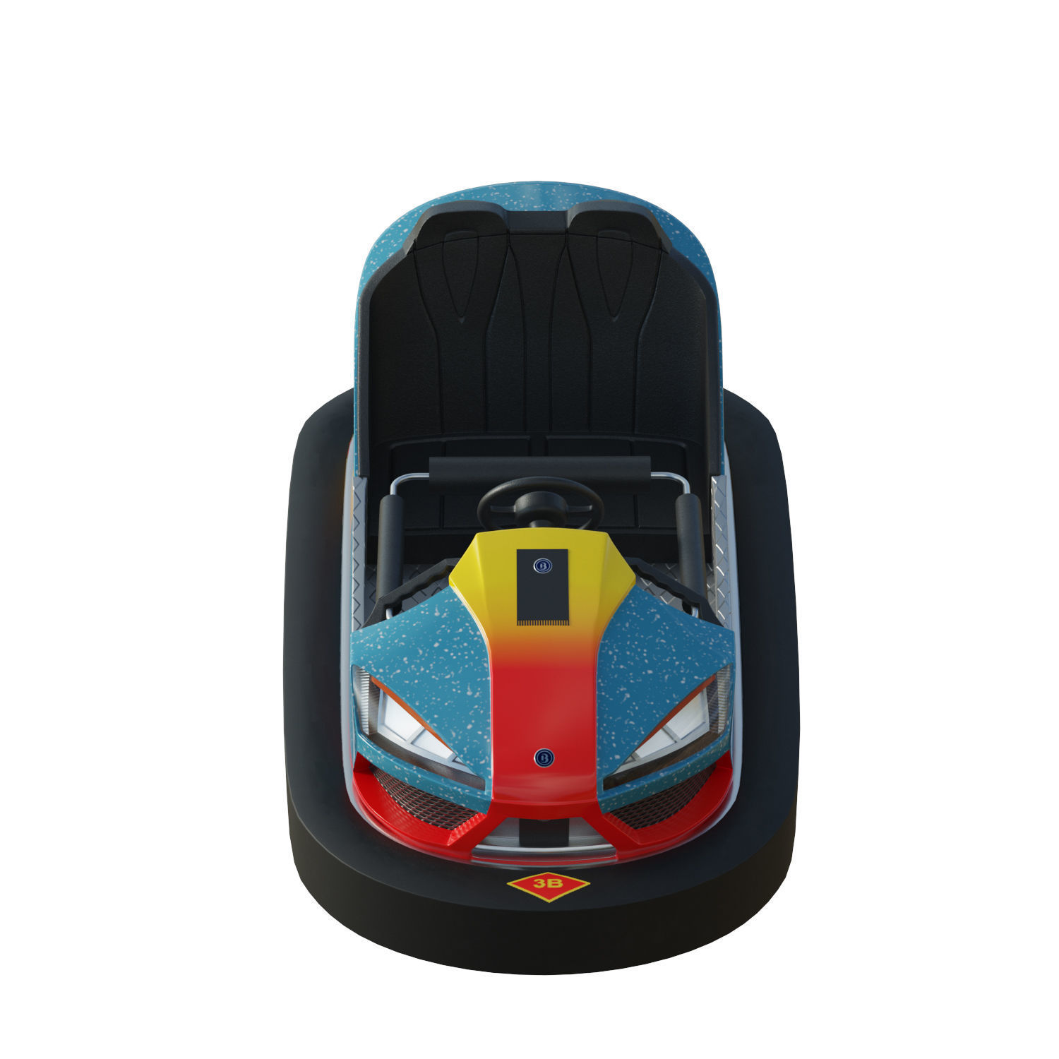 Bumper Car Blue Low-poly 3D model_7