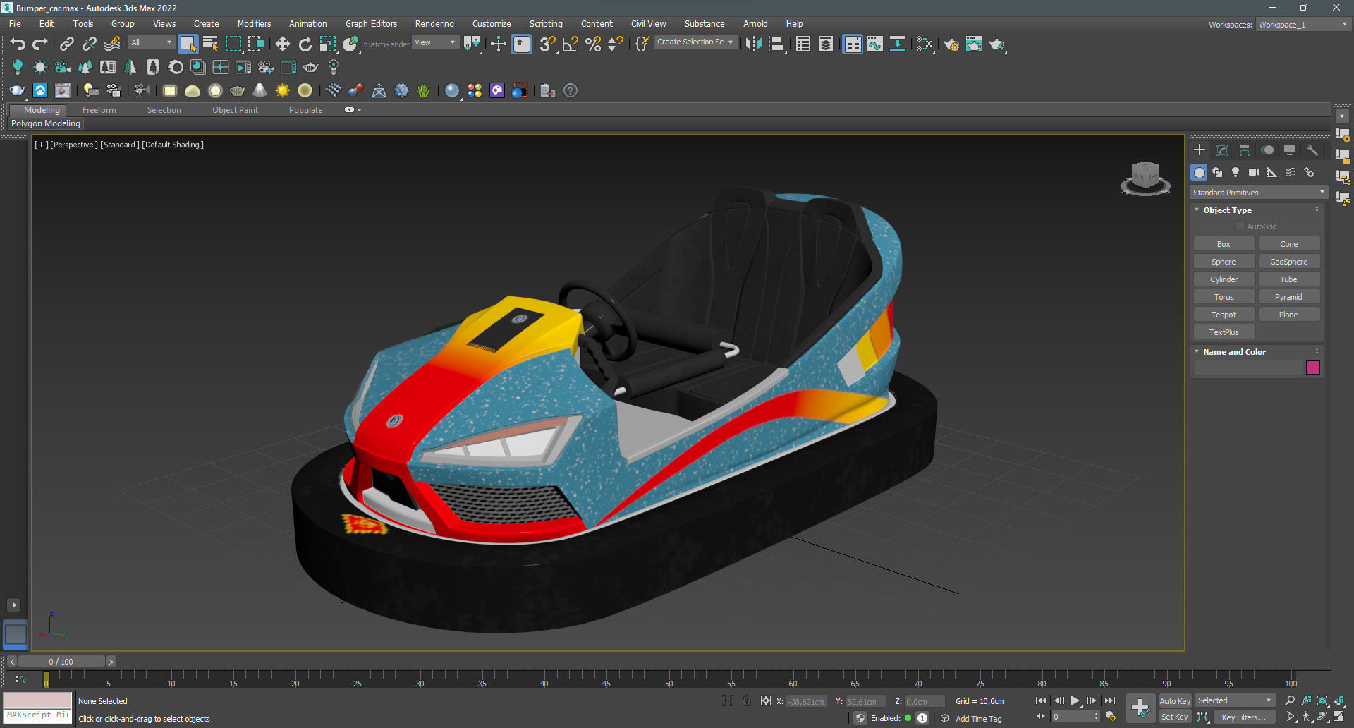 Bumper Car Blue Low-poly 3D model_14