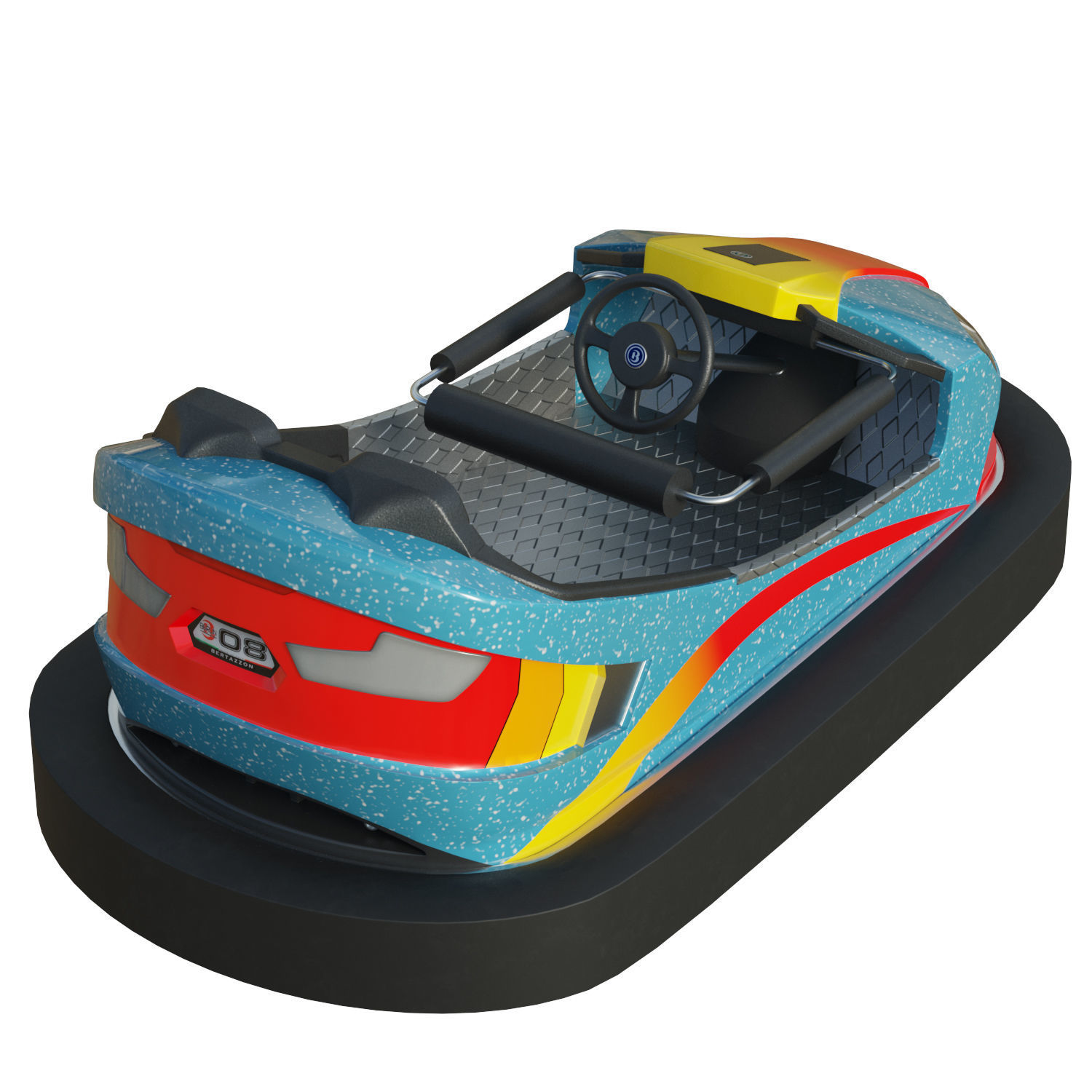 Bumper Car Blue Low-poly 3D model_5