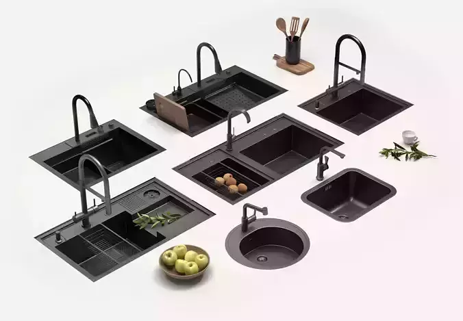 Under-mount kitchen sink 3D model