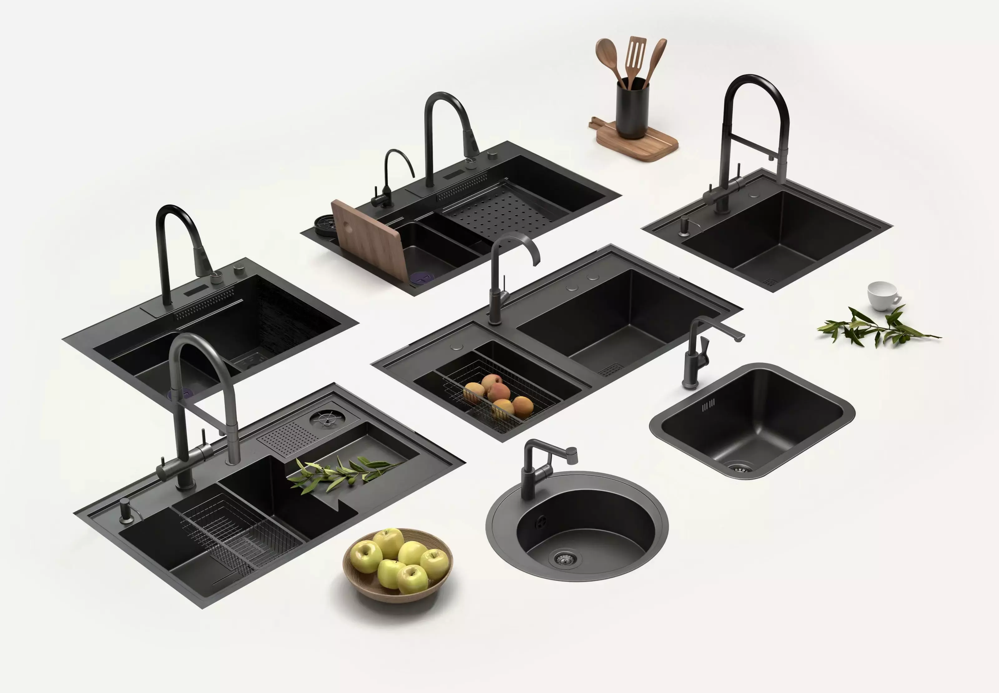 Under-mount kitchen sink 3D model_0