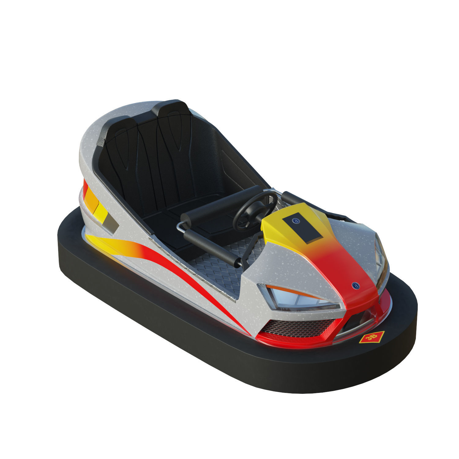Bumper Car Grey  Low-poly 3D model_9