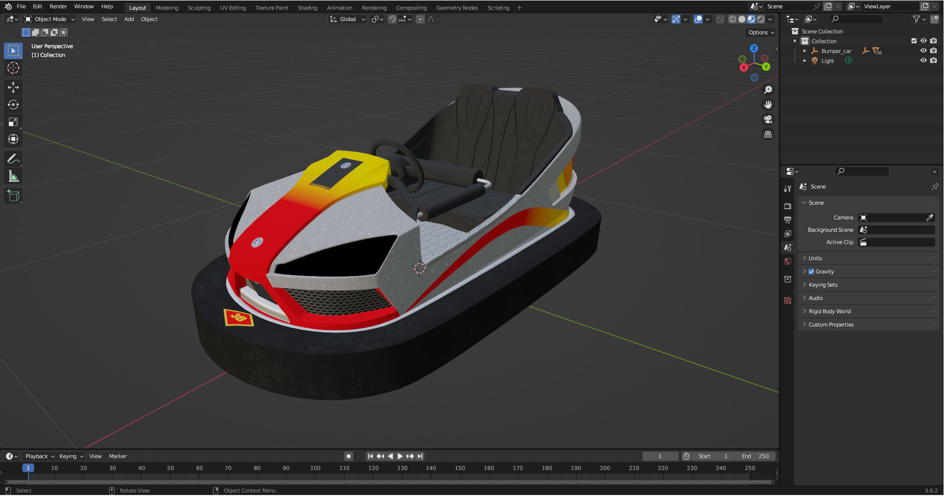 Bumper Car Grey  Low-poly 3D model_12