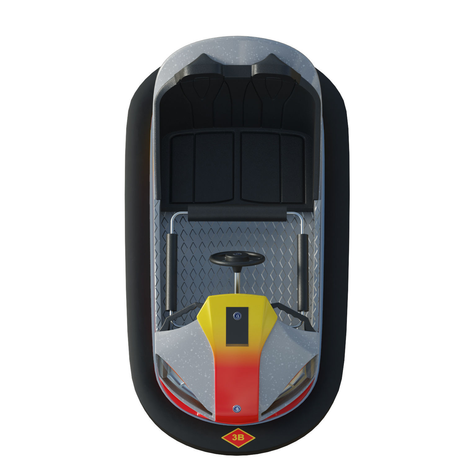 Bumper Car Grey  Low-poly 3D model_10