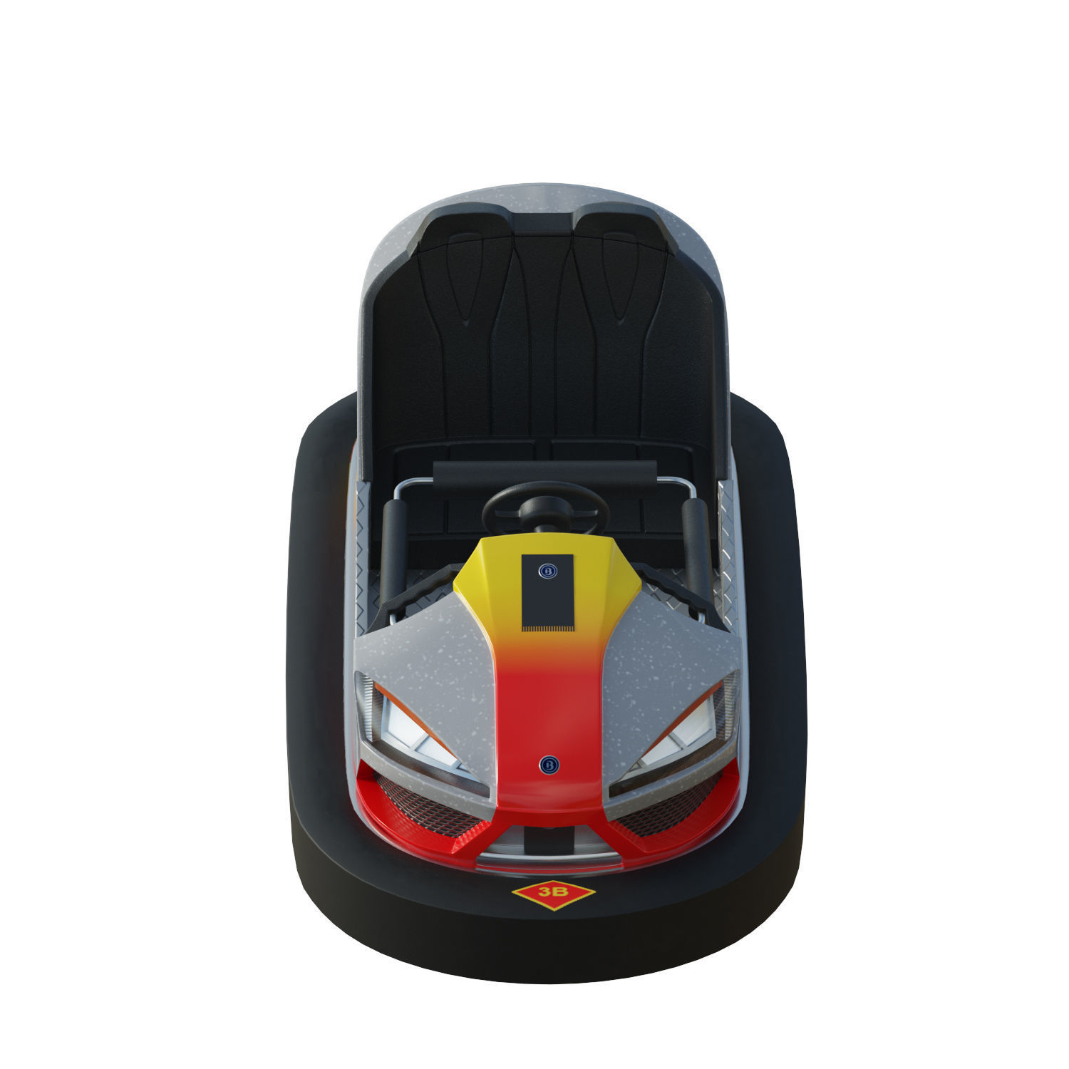 Bumper Car Grey  Low-poly 3D model_7