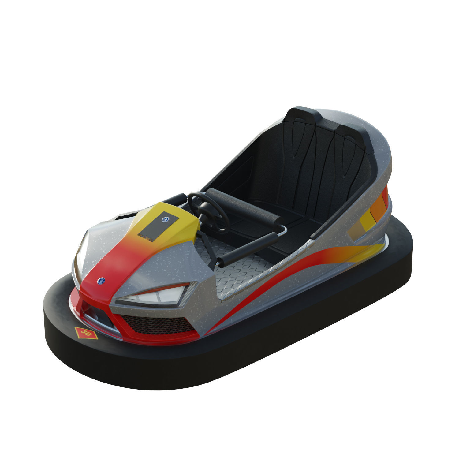 Bumper Car Grey  Low-poly 3D model_8