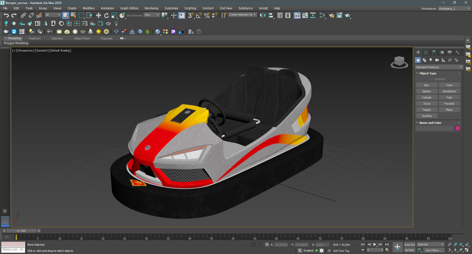 Bumper Car Grey  Low-poly 3D model_14
