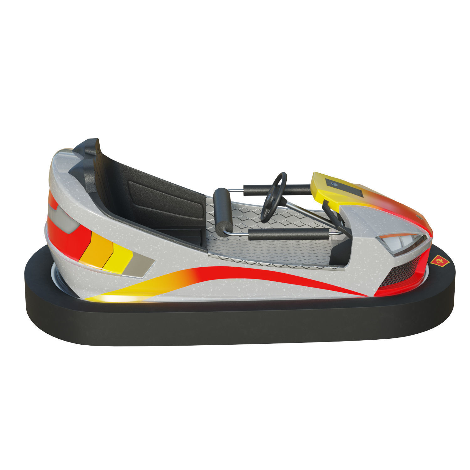 Bumper Car Grey  Low-poly 3D model_6