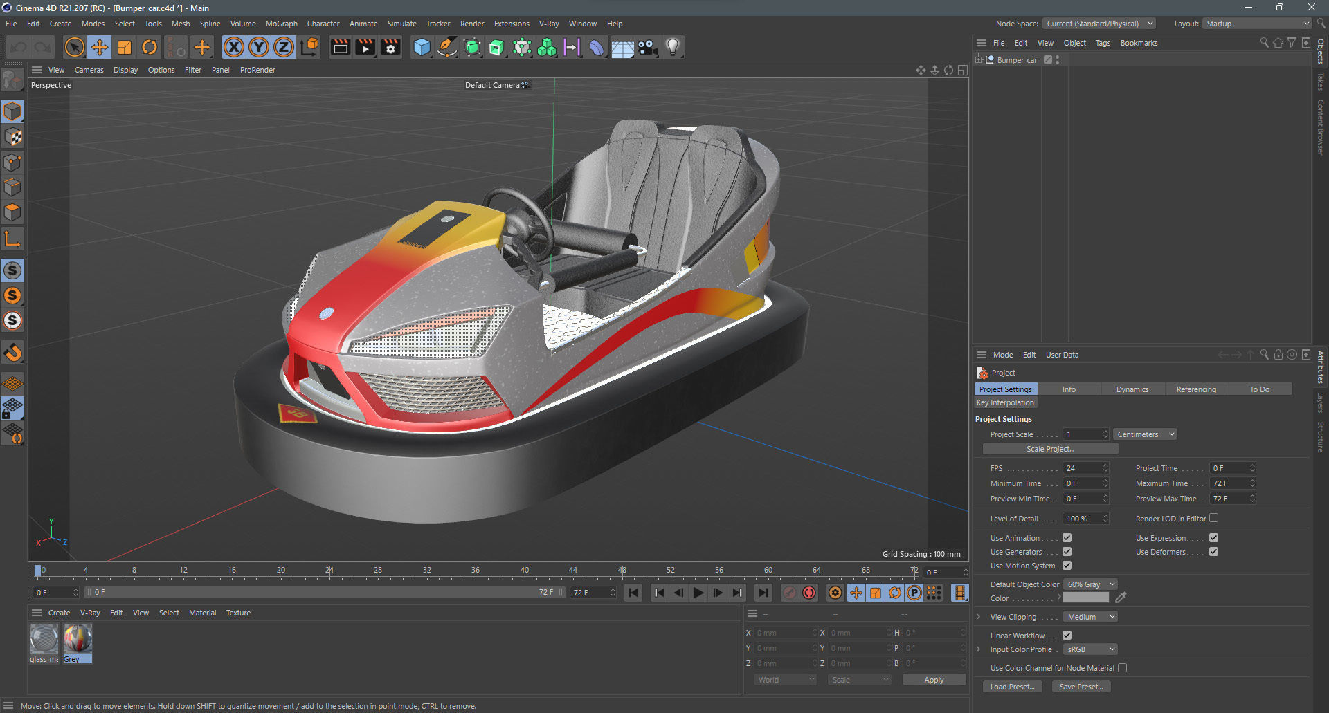 Bumper Car Grey  Low-poly 3D model_13