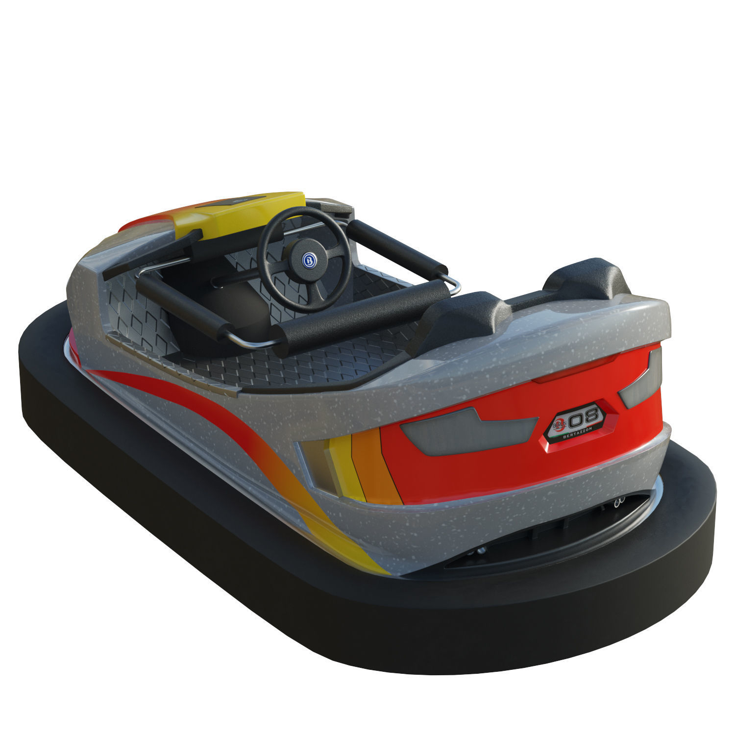 Bumper Car Grey  Low-poly 3D model_4