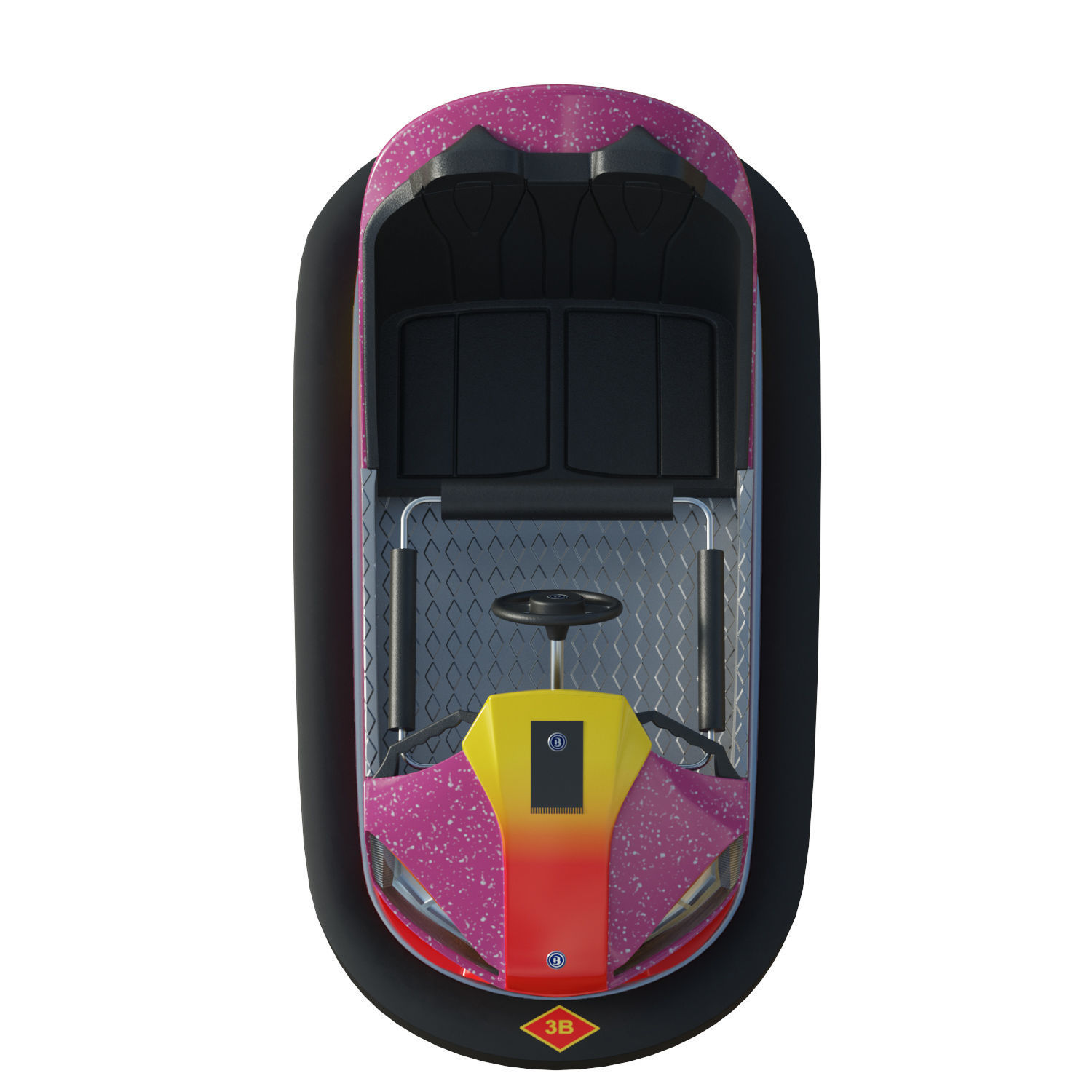 Bumper Car Pink Low-poly 3D model_10