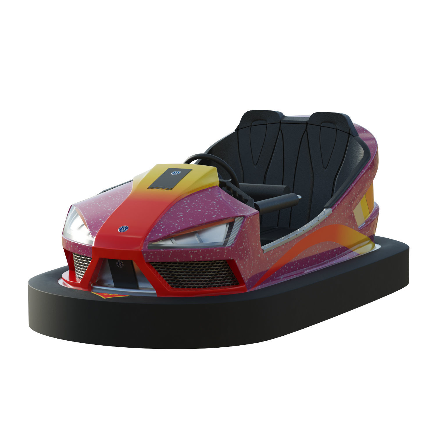 Bumper Car Pink Low-poly 3D model_3