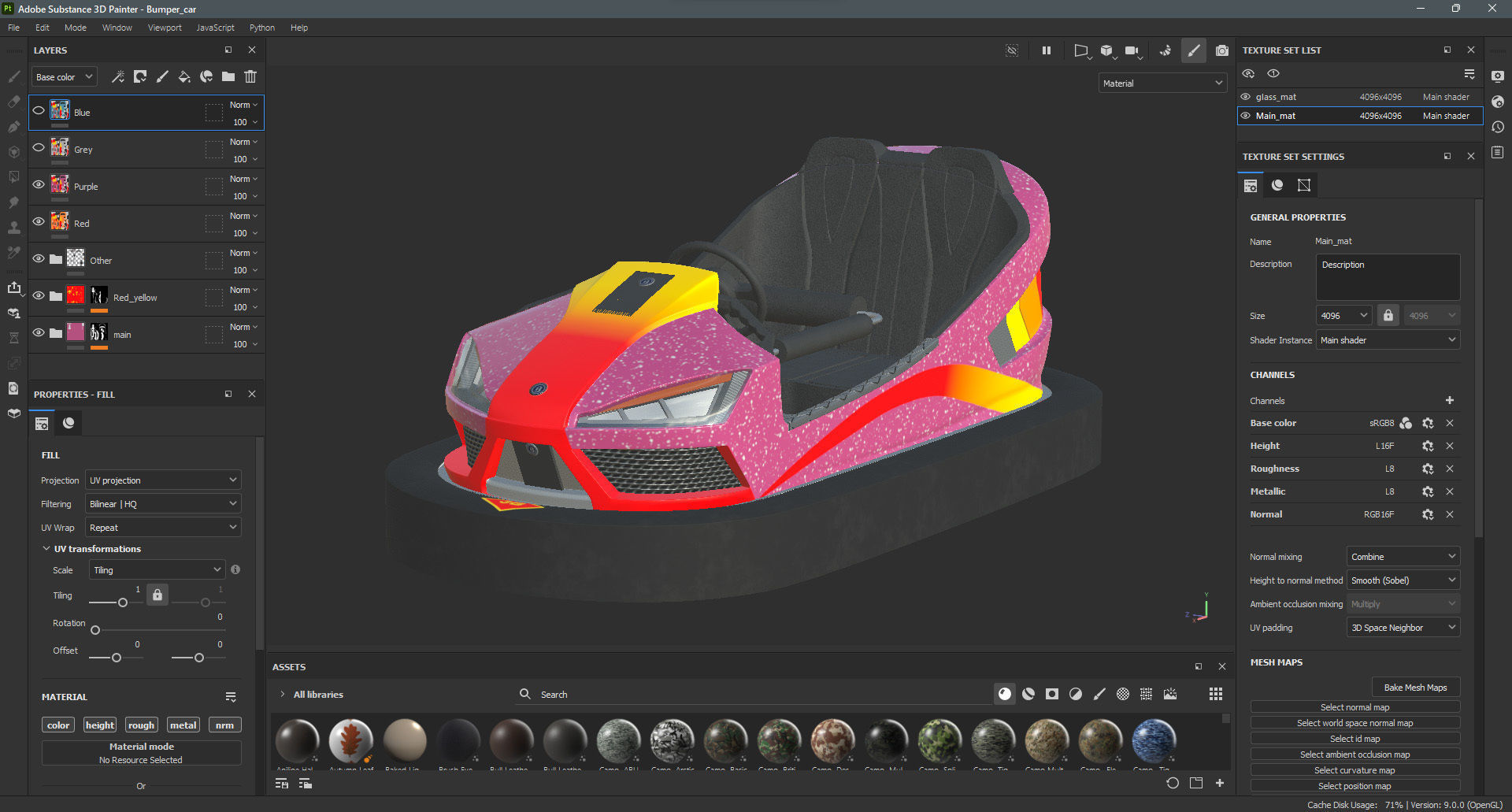 Bumper Car Pink Low-poly 3D model_15