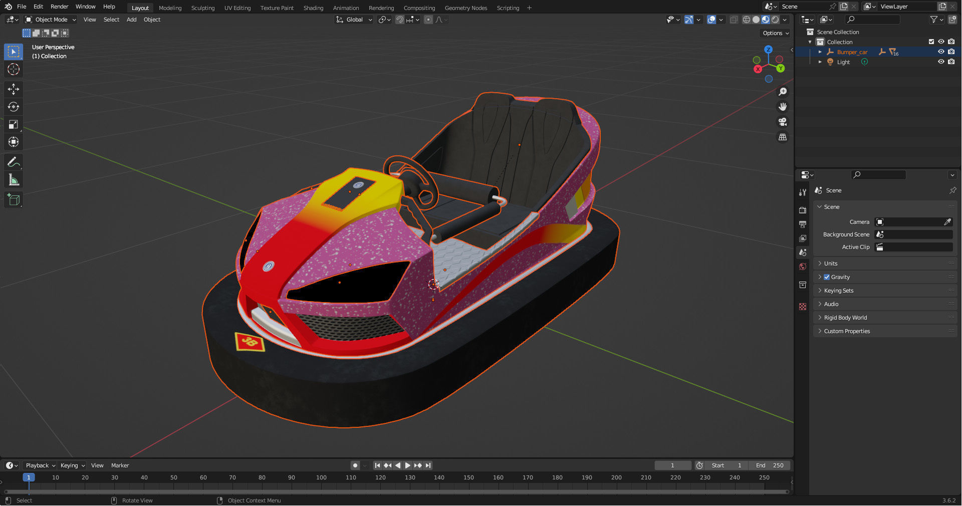 Bumper Car Pink Low-poly 3D model_12