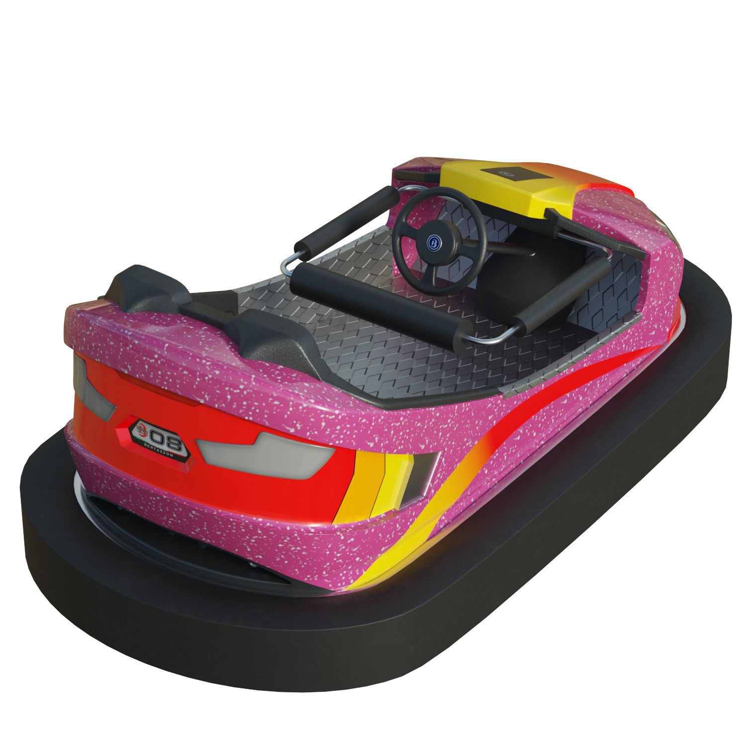 Bumper Car Pink Low-poly 3D model_5