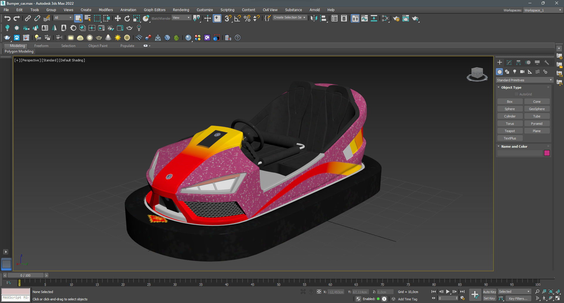Bumper Car Pink Low-poly 3D model_14