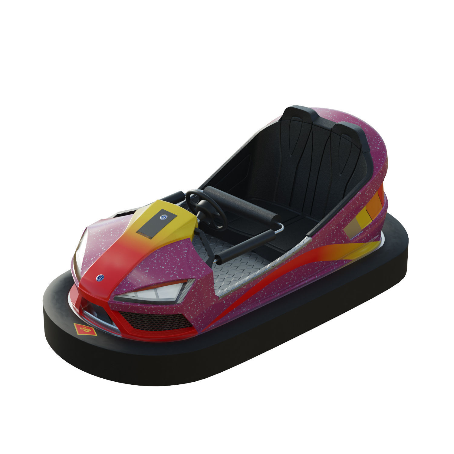 Bumper Car Pink Low-poly 3D model_8