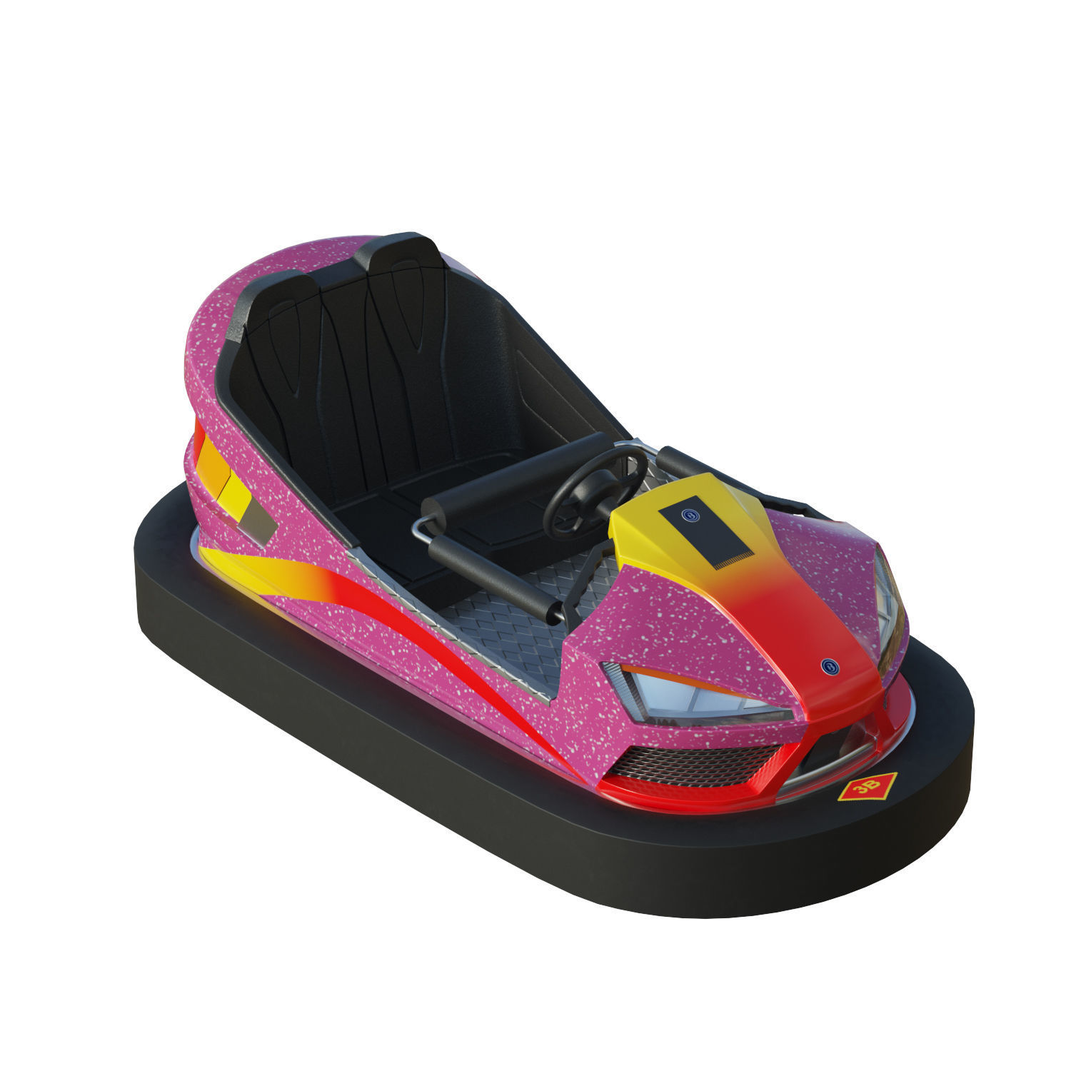 Bumper Car Pink Low-poly 3D model_9