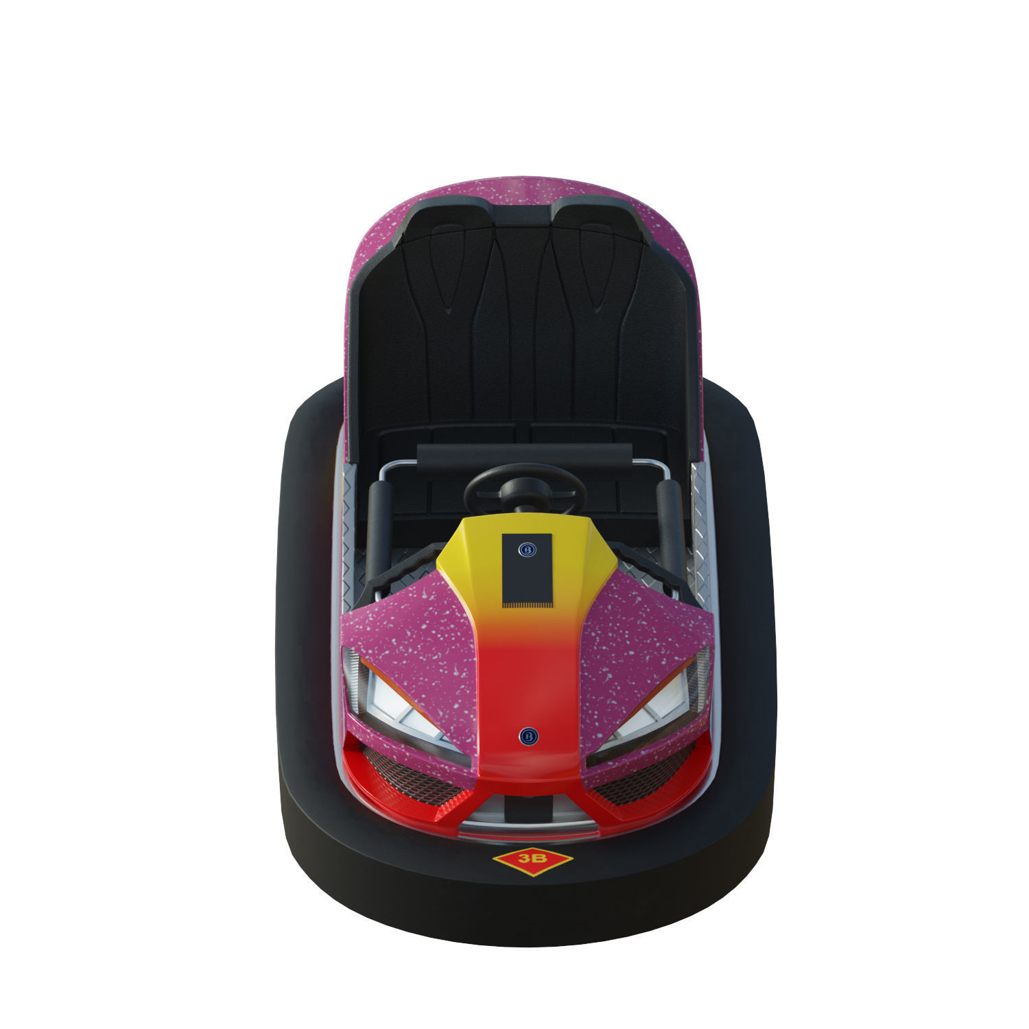 Bumper Car Pink Low-poly 3D model_7