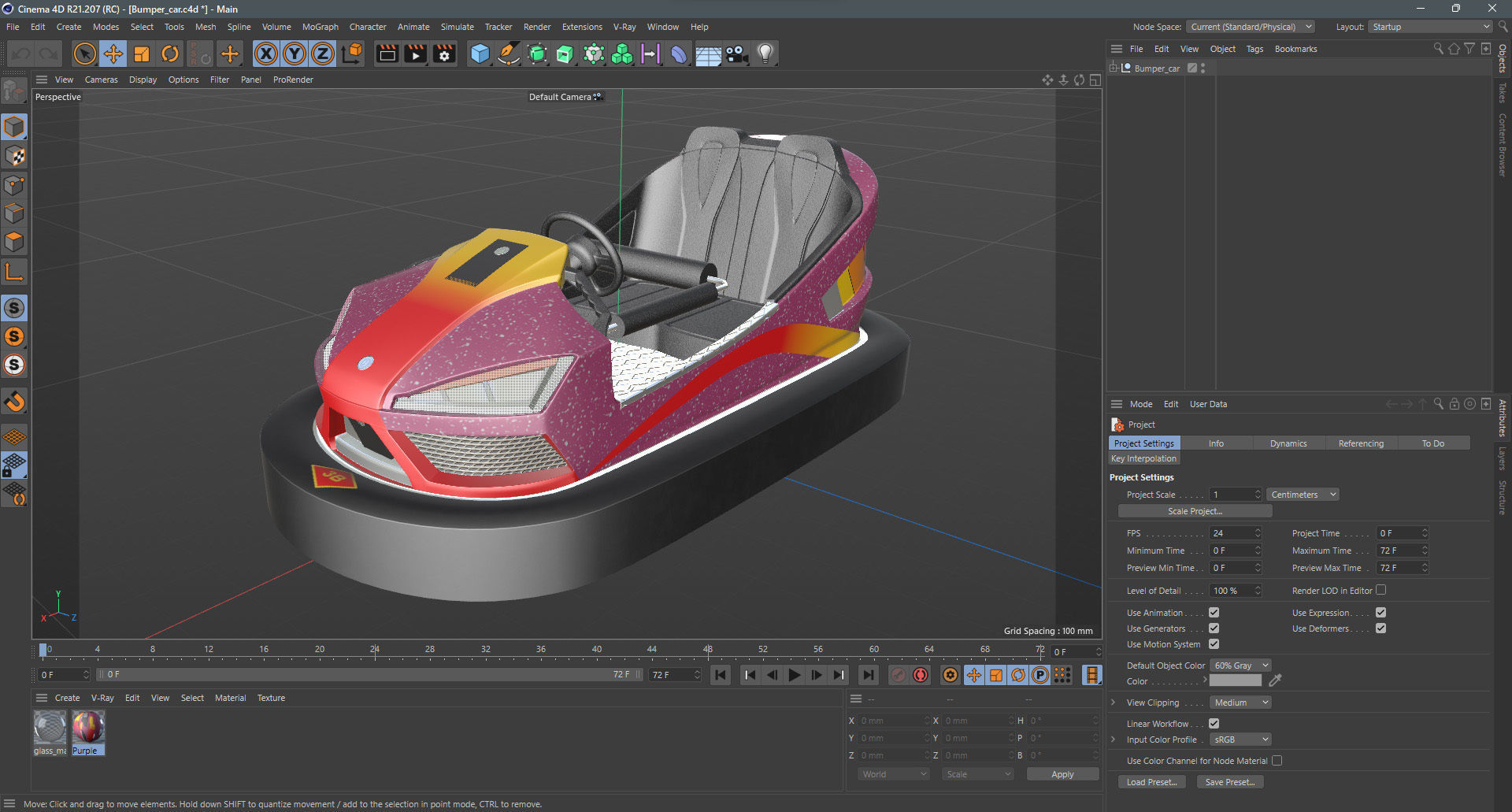 Bumper Car Pink Low-poly 3D model_13