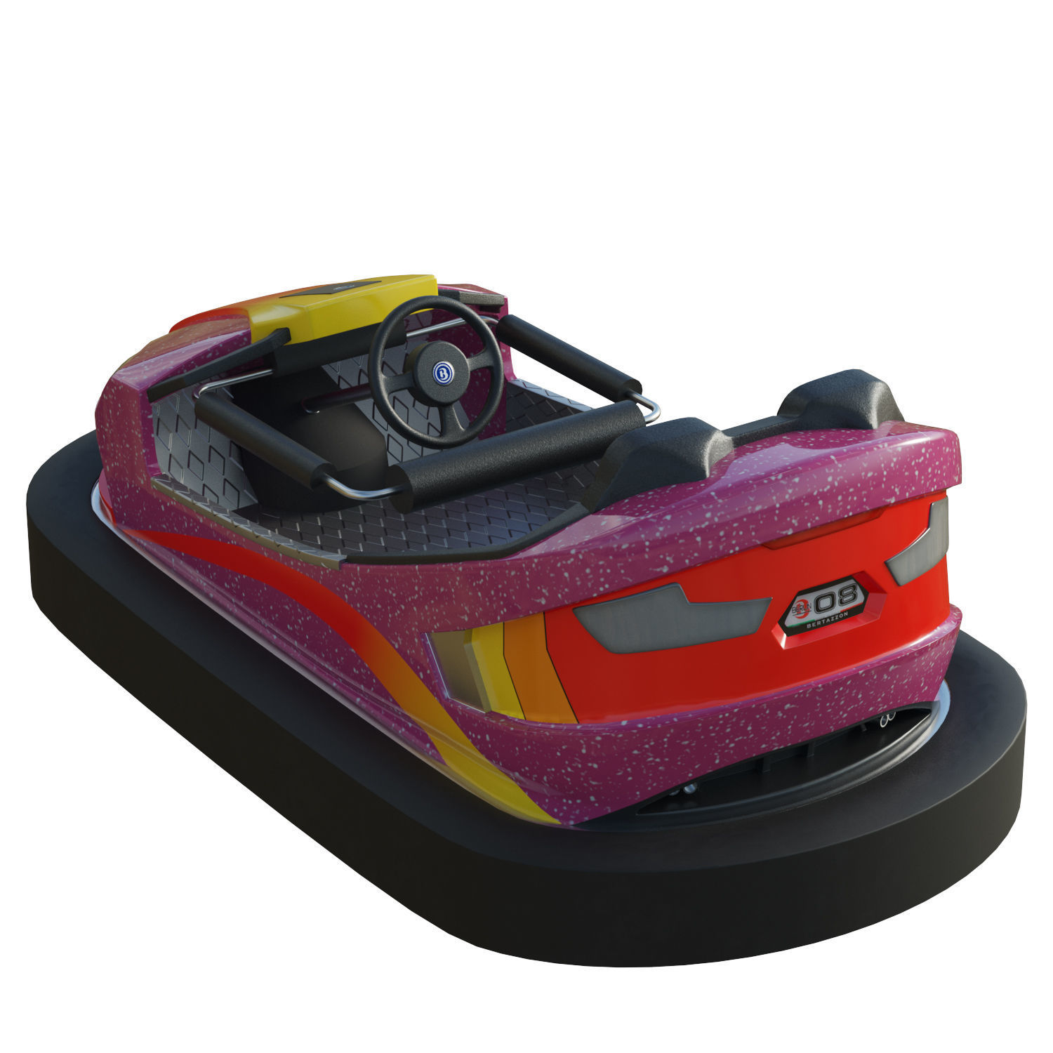 Bumper Car Pink Low-poly 3D model_4