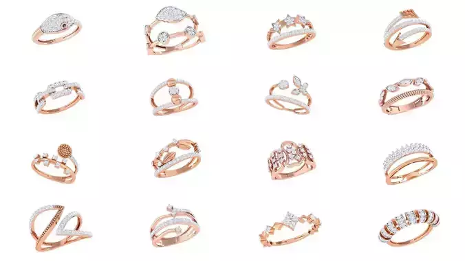 100 High Jewelry Diamond Cocktail Ring renders 3dm stl details 3D Model Collection