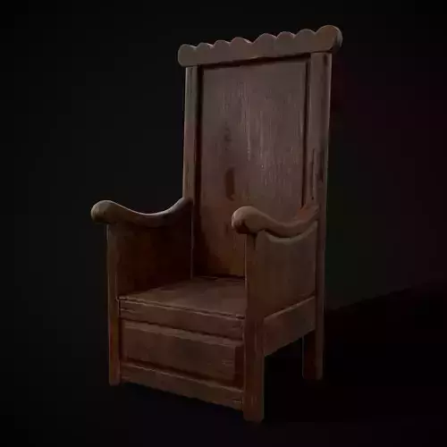Medieval Oak Armchair Low-poly 3D model