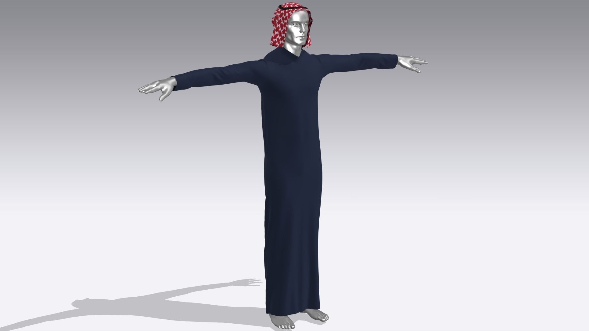 Arab Man Clothes Low-poly 3D model_1