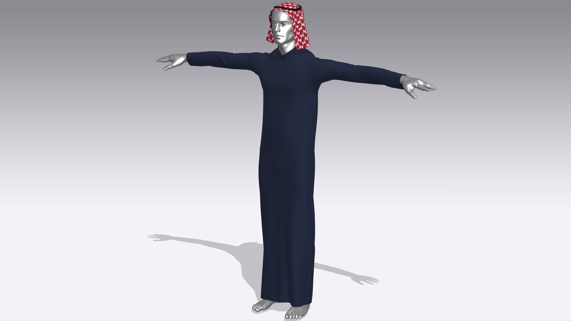 Arab Man Clothes Low-poly 3D model_2
