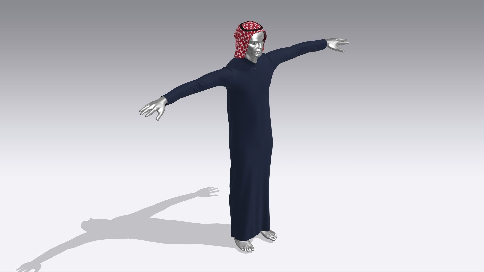 Arab Man Clothes Low-poly 3D model_4