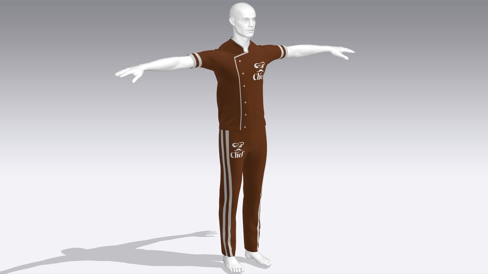 Chef Outfit Low-poly 3D model_1