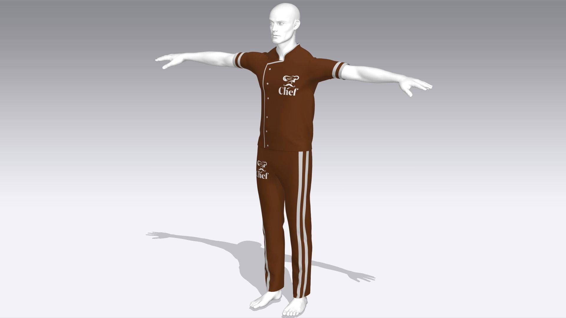 Chef Outfit Low-poly 3D model_2
