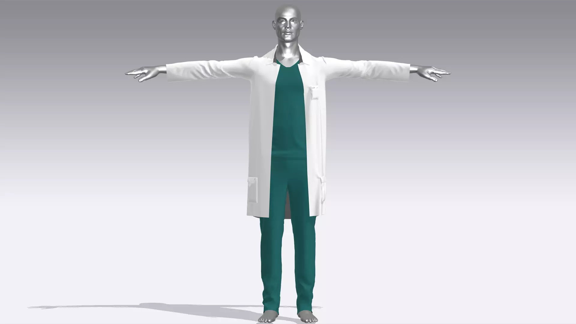 Male Doctor Uniform Low-poly 3D model_0