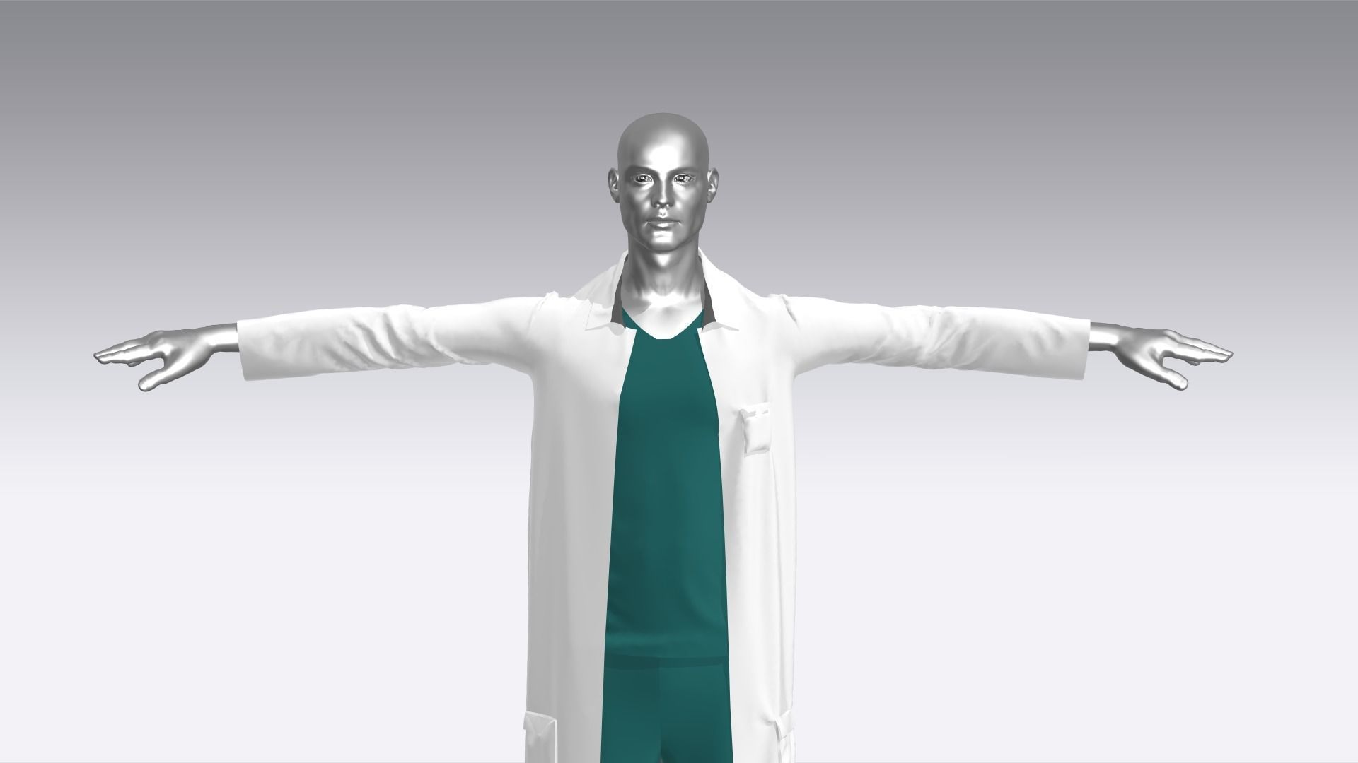 Male Doctor Uniform Low-poly 3D model_3