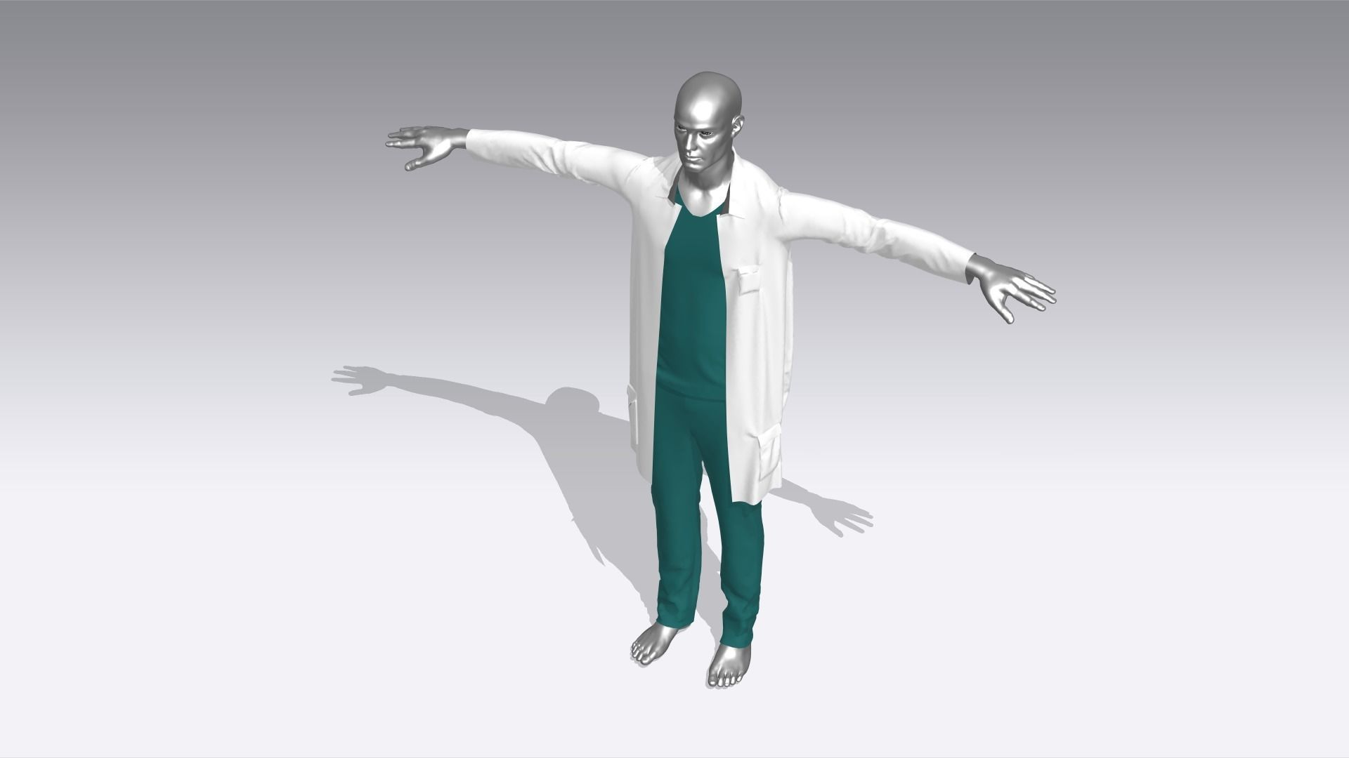 Male Doctor Uniform Low-poly 3D model_5